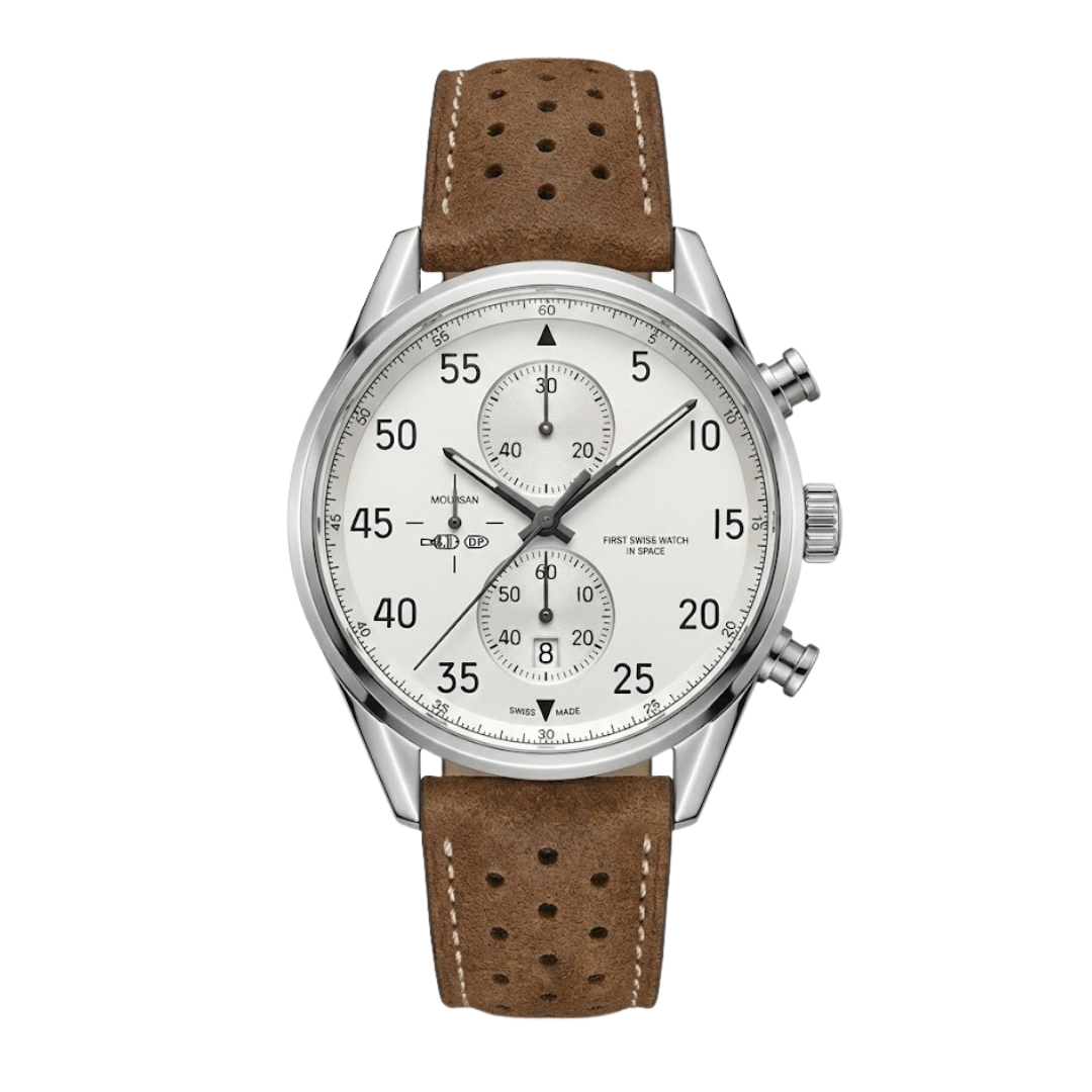Classic Racing Chrono – White Dial | Leather Strap