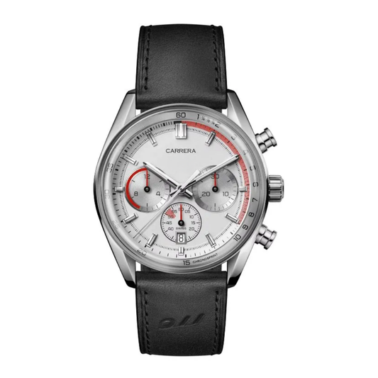 Classic Racing Chronosprint – Silver & Black | Leather Strap