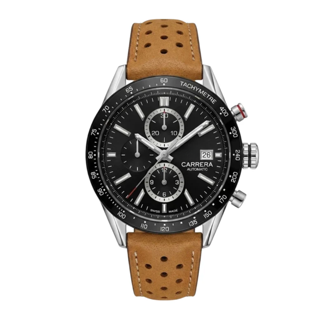 Classic Racing Chrono – Black Dial | Automatic | Suede Strap