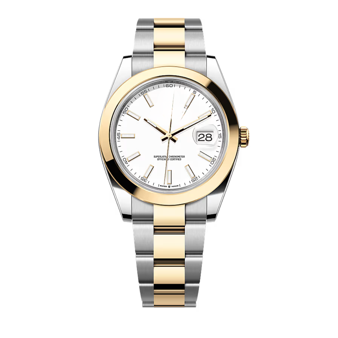 Classic Date 41 – White Dial | Bicolor Stainless Steel & Gold Tone