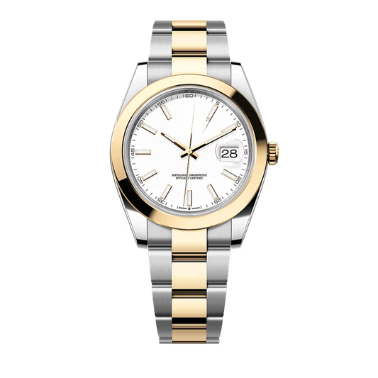 Classic Date 41 – White Dial | Bicolor Stainless Steel & Gold Tone